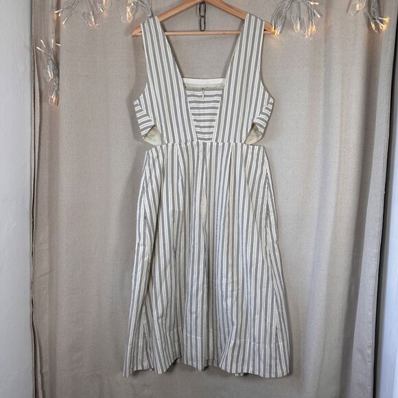 Madewell Cutout Striped Sundress Cream and Black Size 10 - Picture 8 of 15